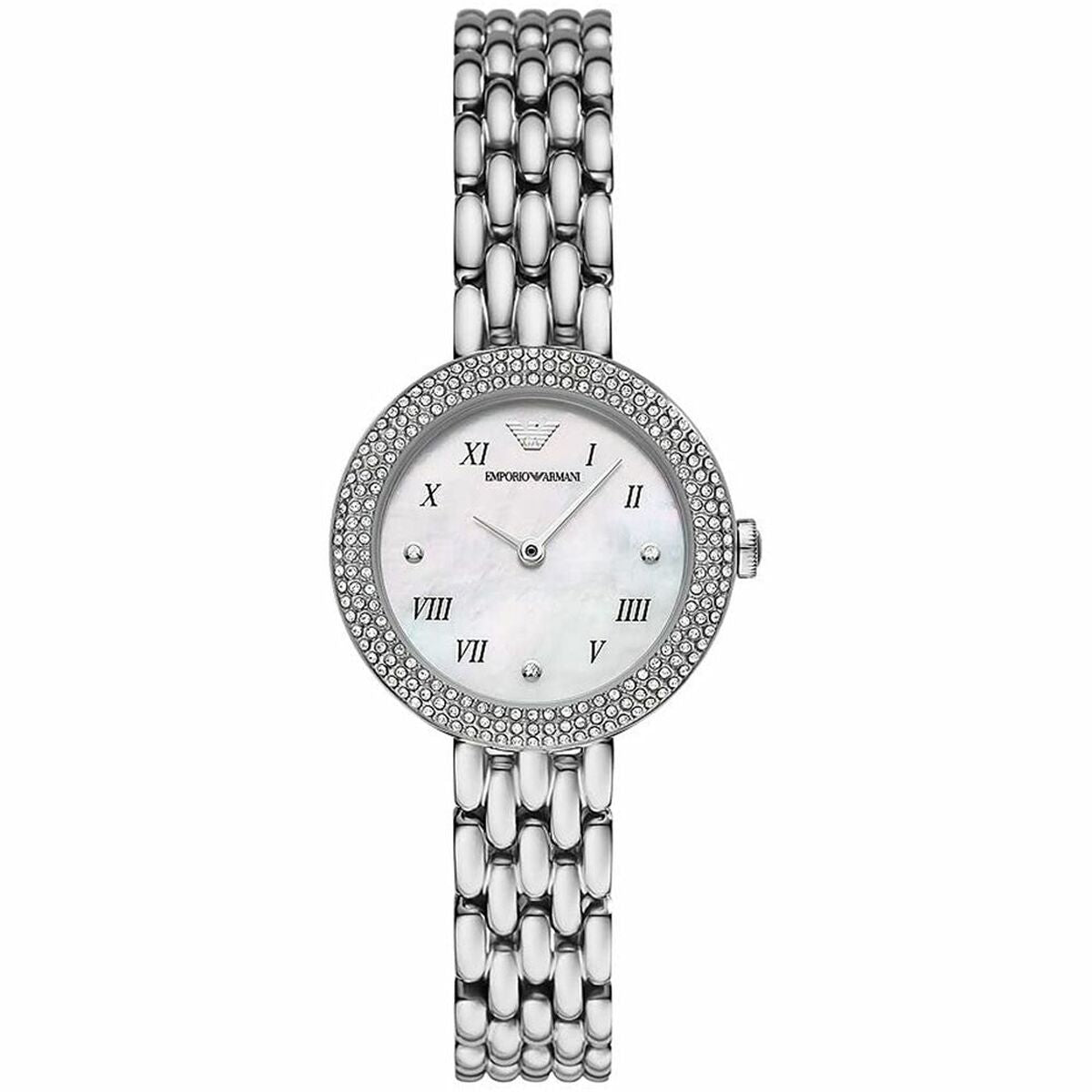 Montre femme Armani AR11354 à bracelet acier, cadran serti et chiffres romains