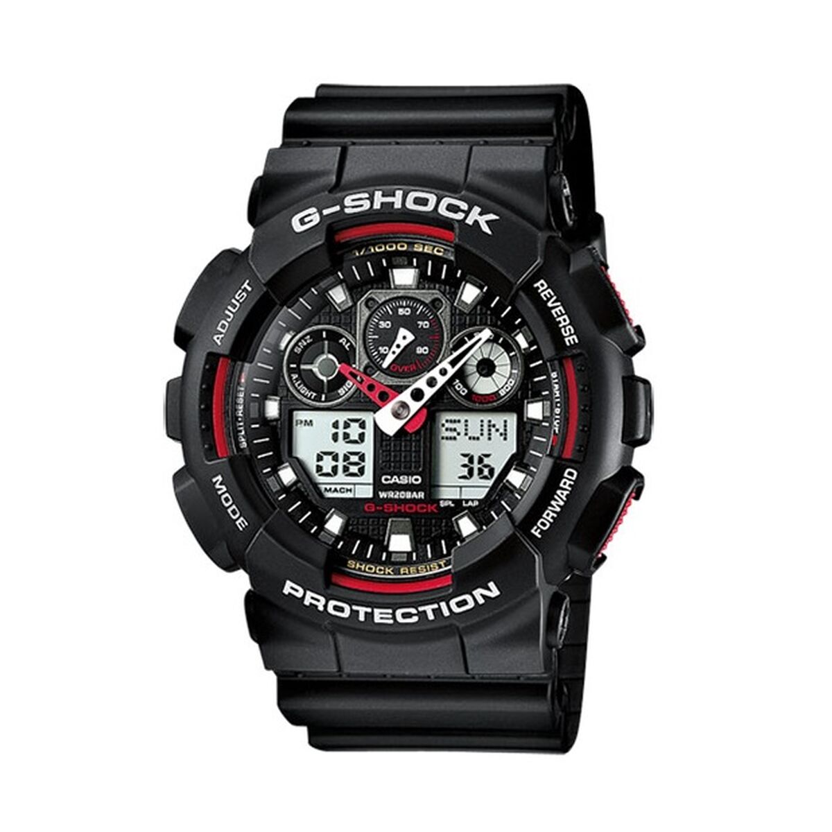 Montre Casio G-Shock noire avec boîtier en résine et cadran à chronographes