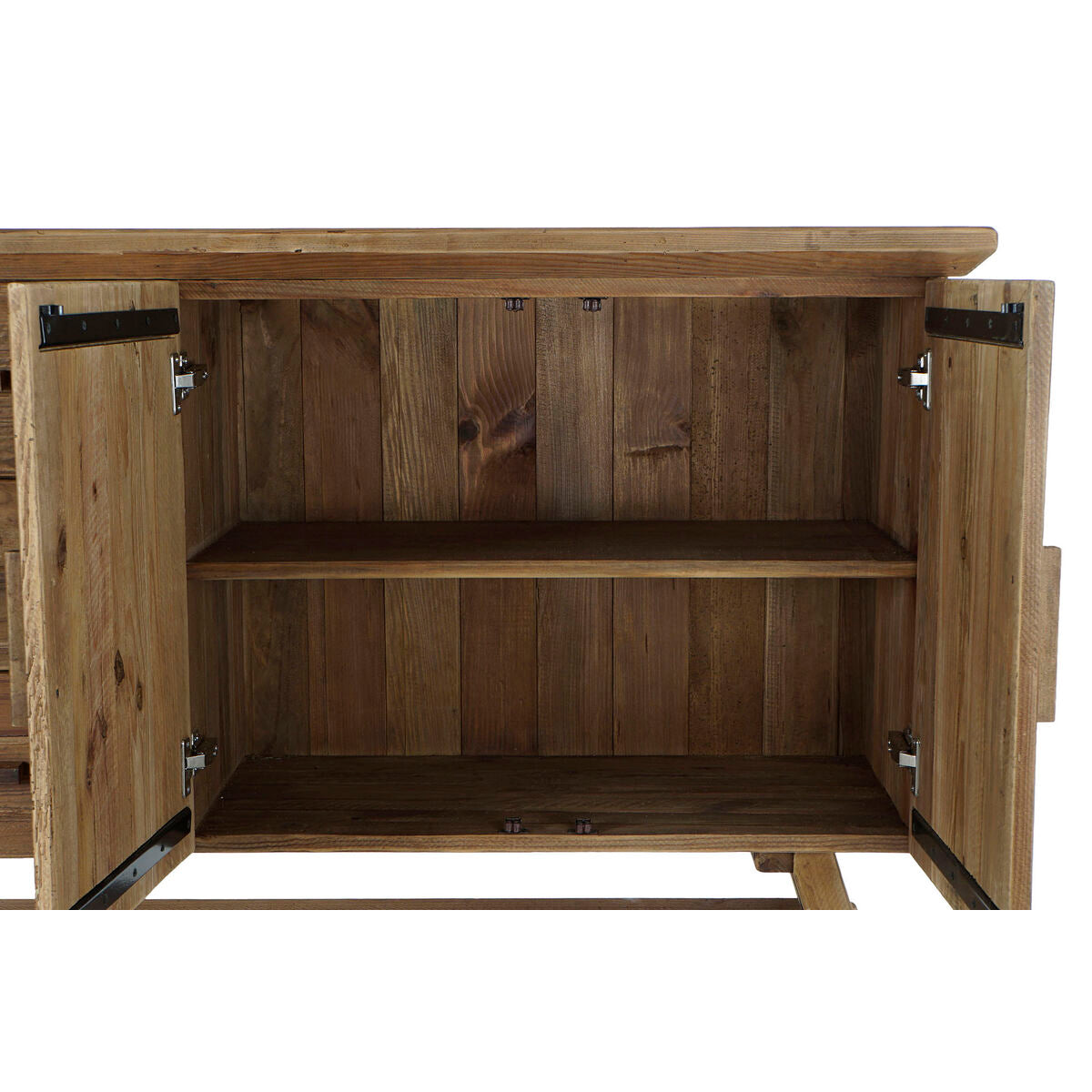 Buffet en bois recyclé, portes et étagère intérieure