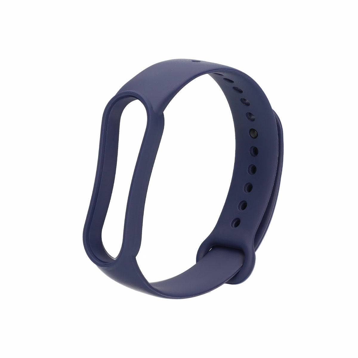Bracelet de montre en silicone bleu, boucle et perforations sur le bracelet