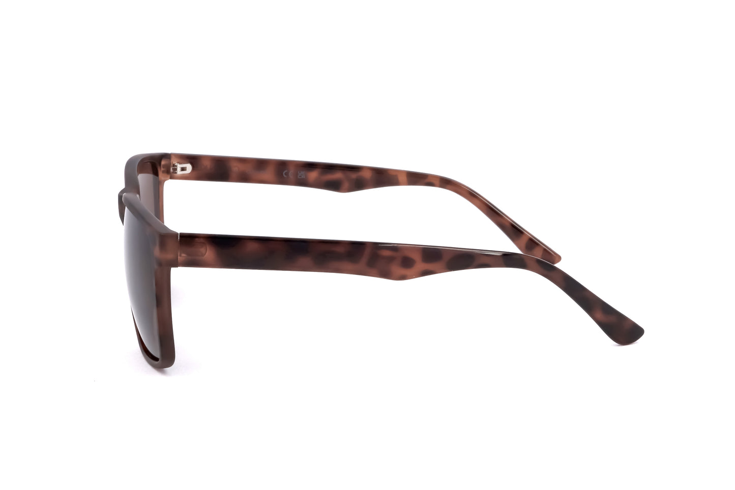 Lunettes de soleil homme Calvin Klein écailles mates, vue latérale et branche