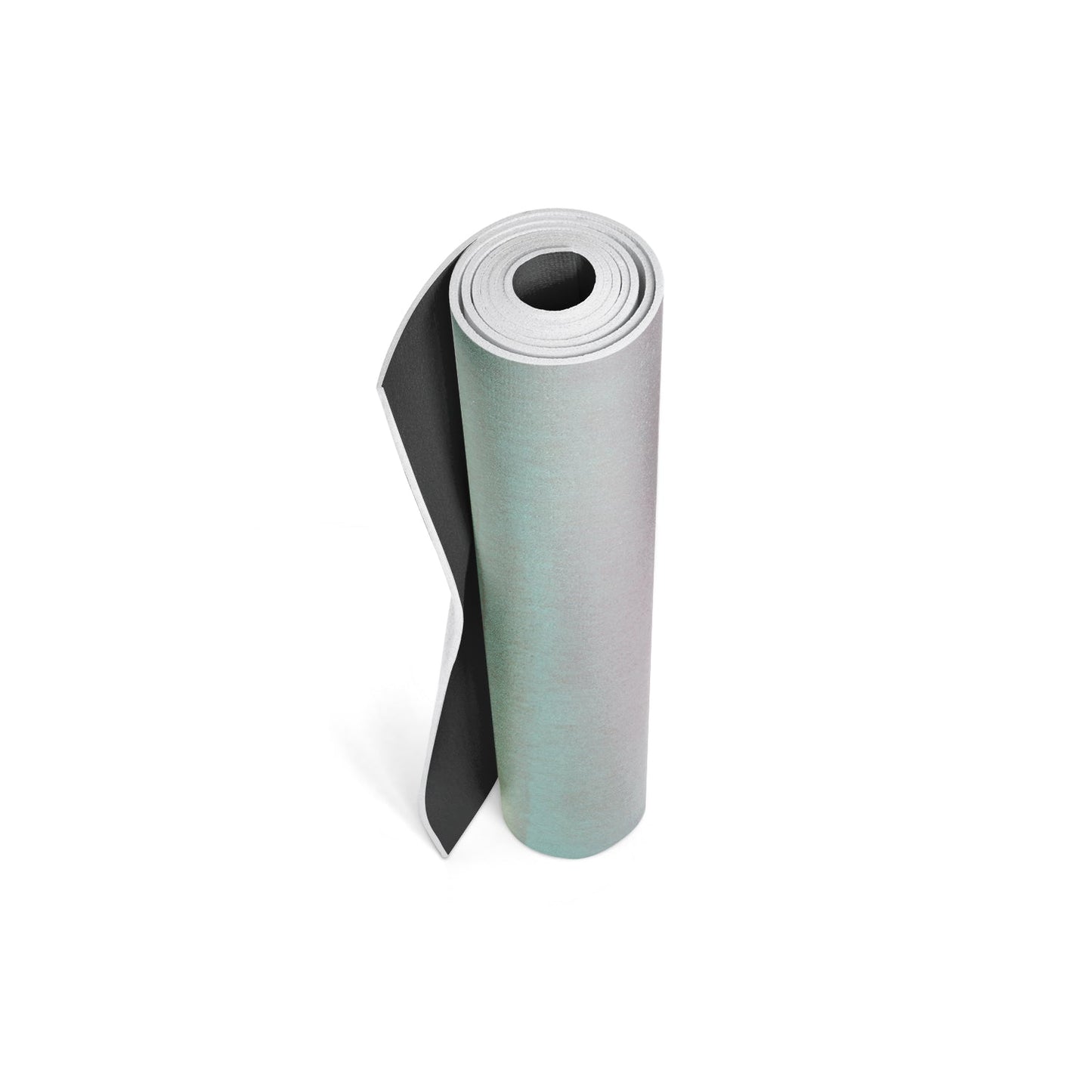 Tapis de yoga Dionysus, rouleau vert clair avec dessous noir.