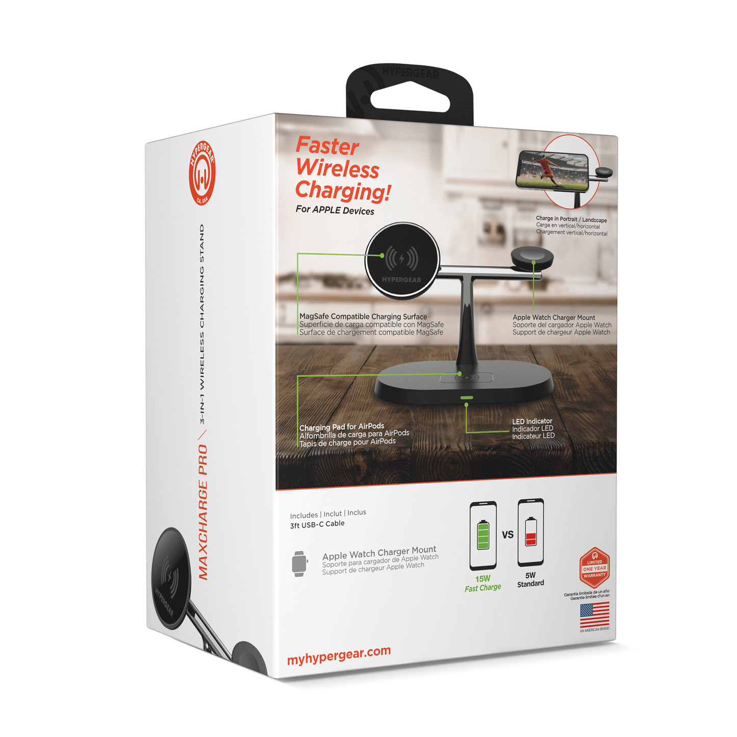 Boîte d’emballage HyperGear MaxCharge Pro avec station de charge 3-en-1