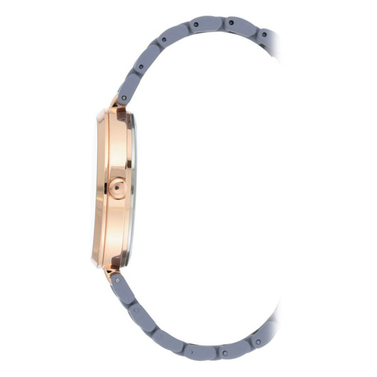 Montre-bracelet Nine West boîtier rosé et bracelet bleu à maillons, cadran rond