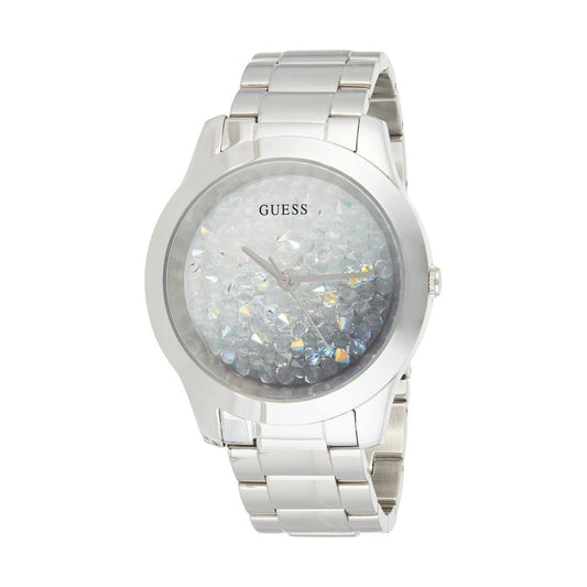 Montre femme Guess bracelet maillon acier, cadran rond strass incrustés
