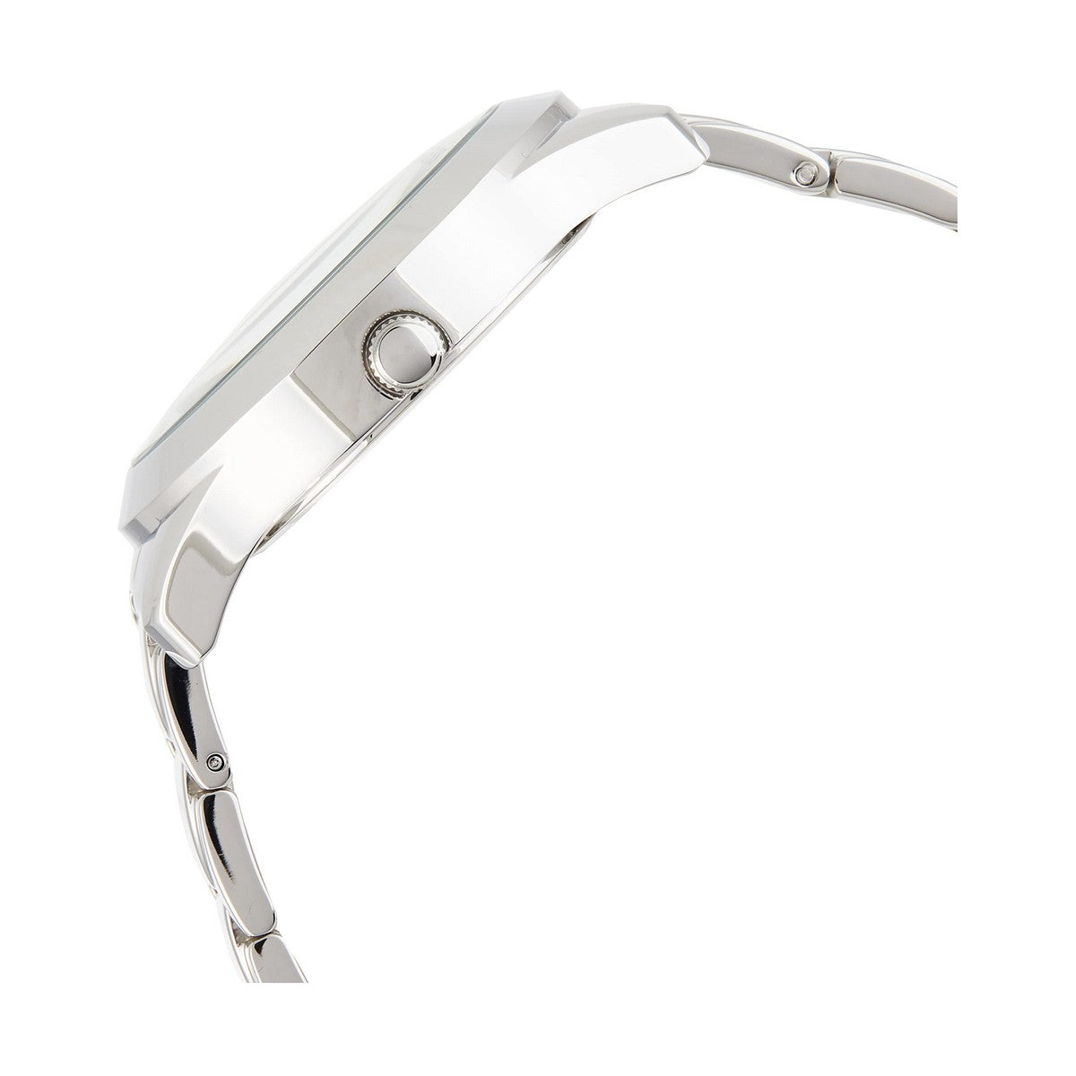 Boîtier de montre ronde en acier argenté avec couronne