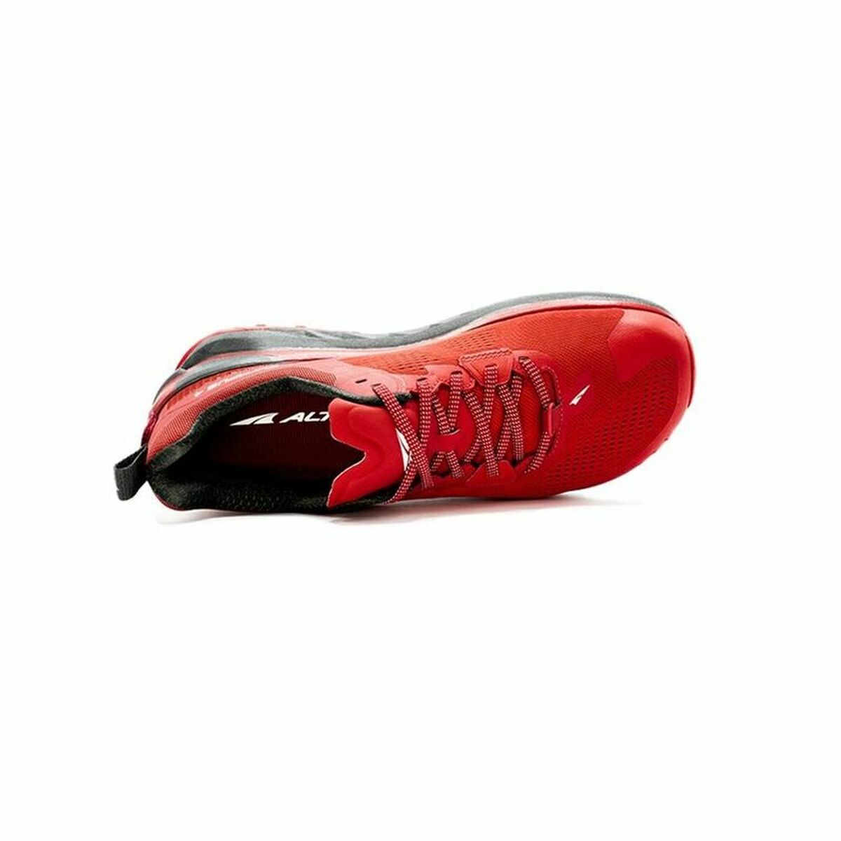 Chaussure de trail Altra rouge, vue intérieure ouverte au niveau du talon