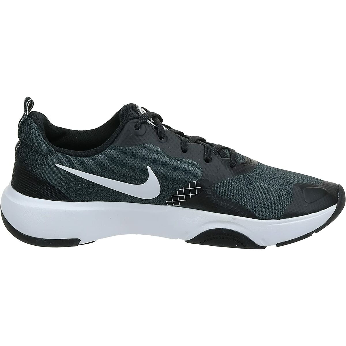 Baskets Nike femme vert foncé, Swoosh blanc, lacets noirs et semelle blanche