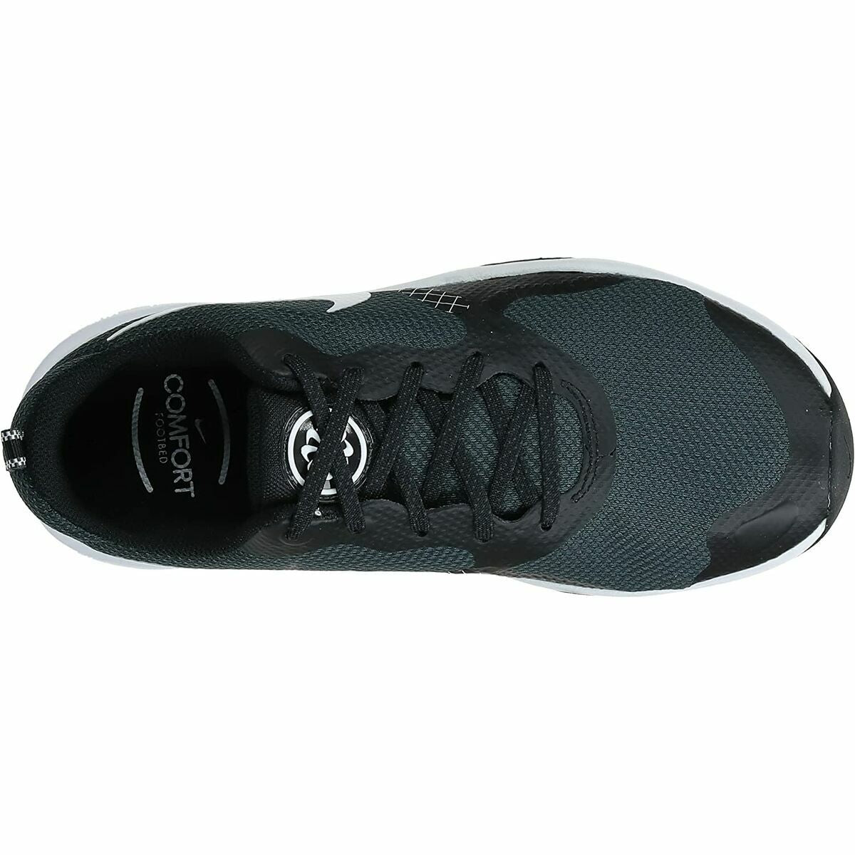 Baskets Nike vert foncé, ouverture noire rembourrée et lacets noués