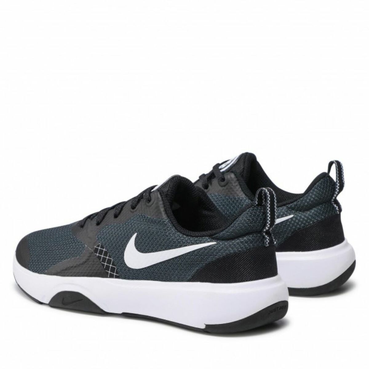 Chaussure de sport Nike pour femme, noire et gris anthracite, semelle blanche