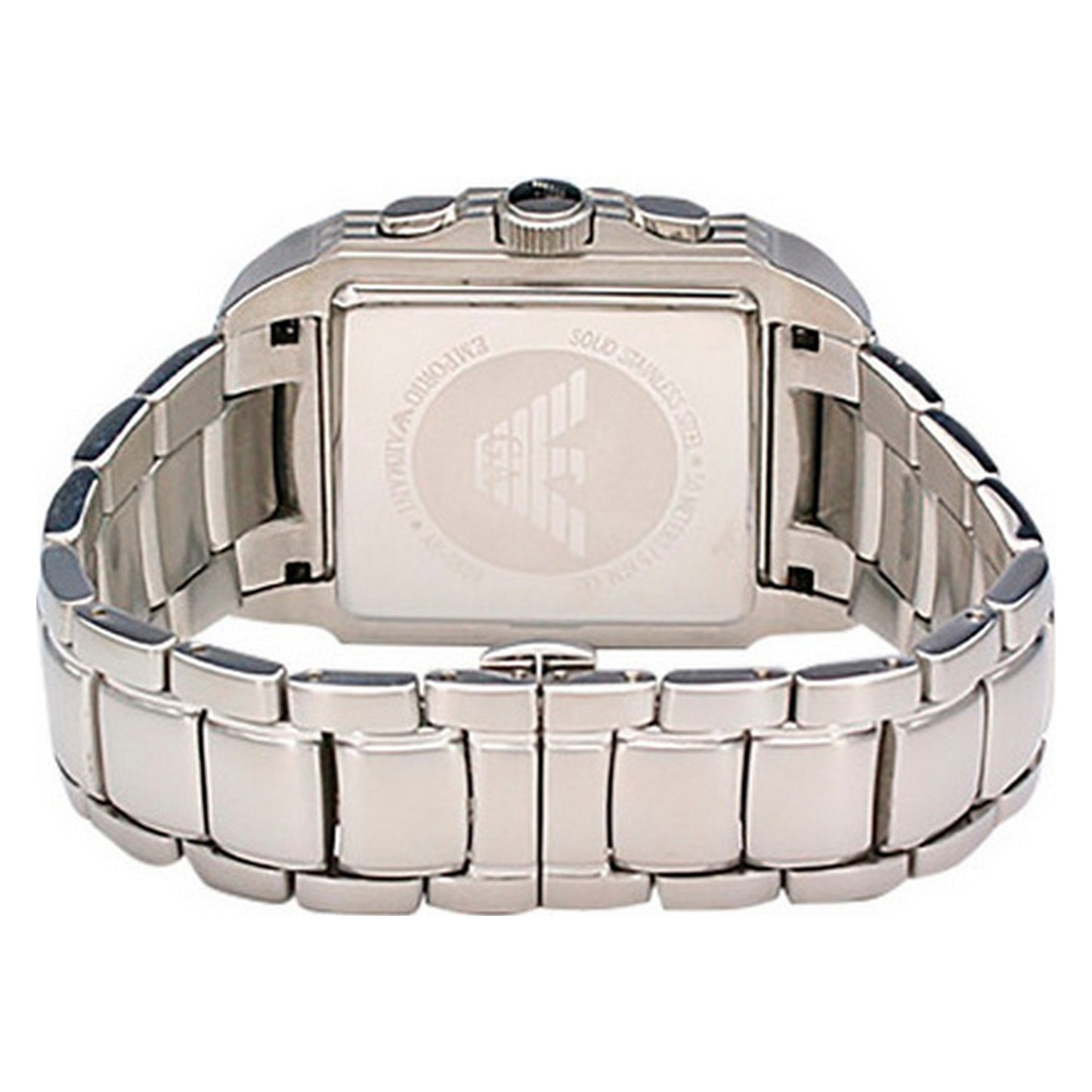 Montre Armani avec fond de boîtier acier rectangulaire, bracelet maillons