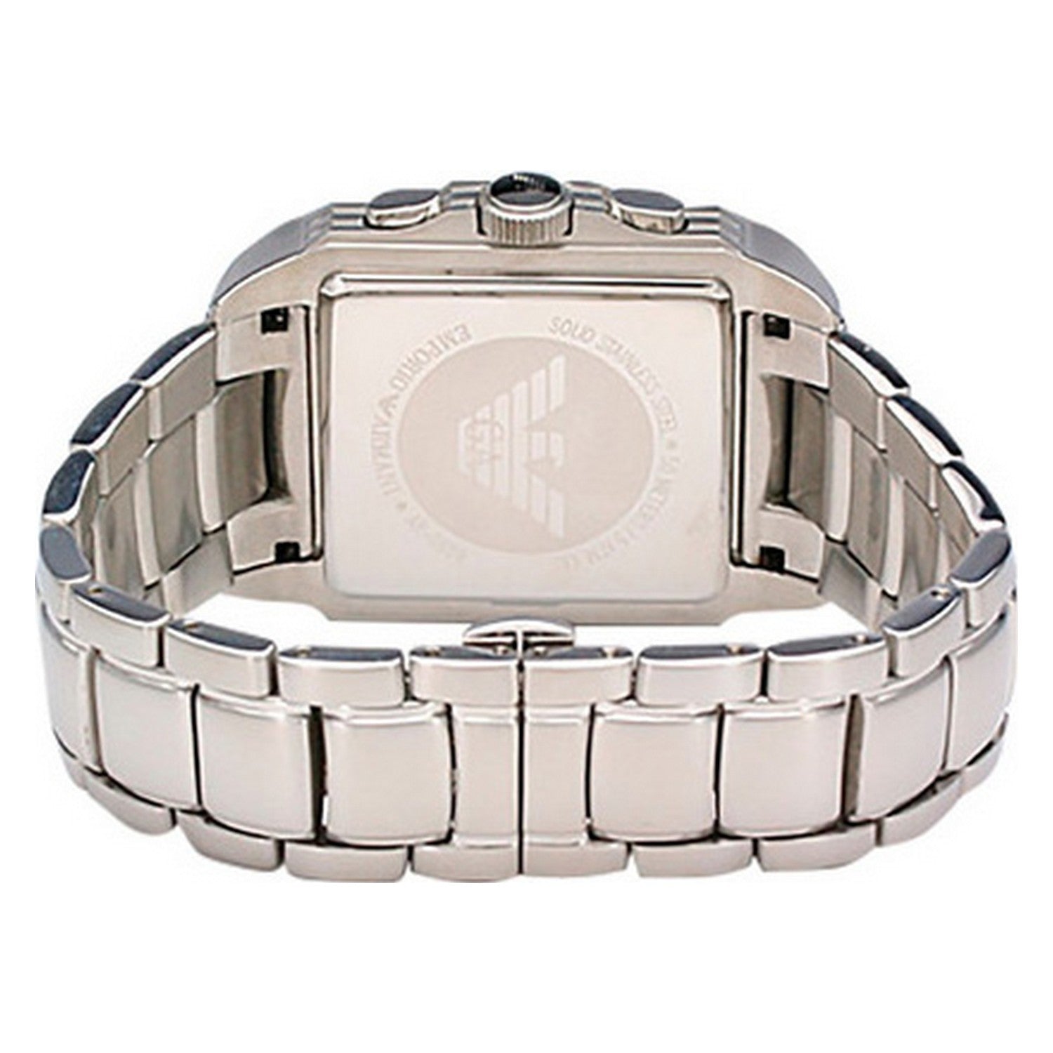 Montre Armani avec fond de boîtier acier rectangulaire, bracelet maillons