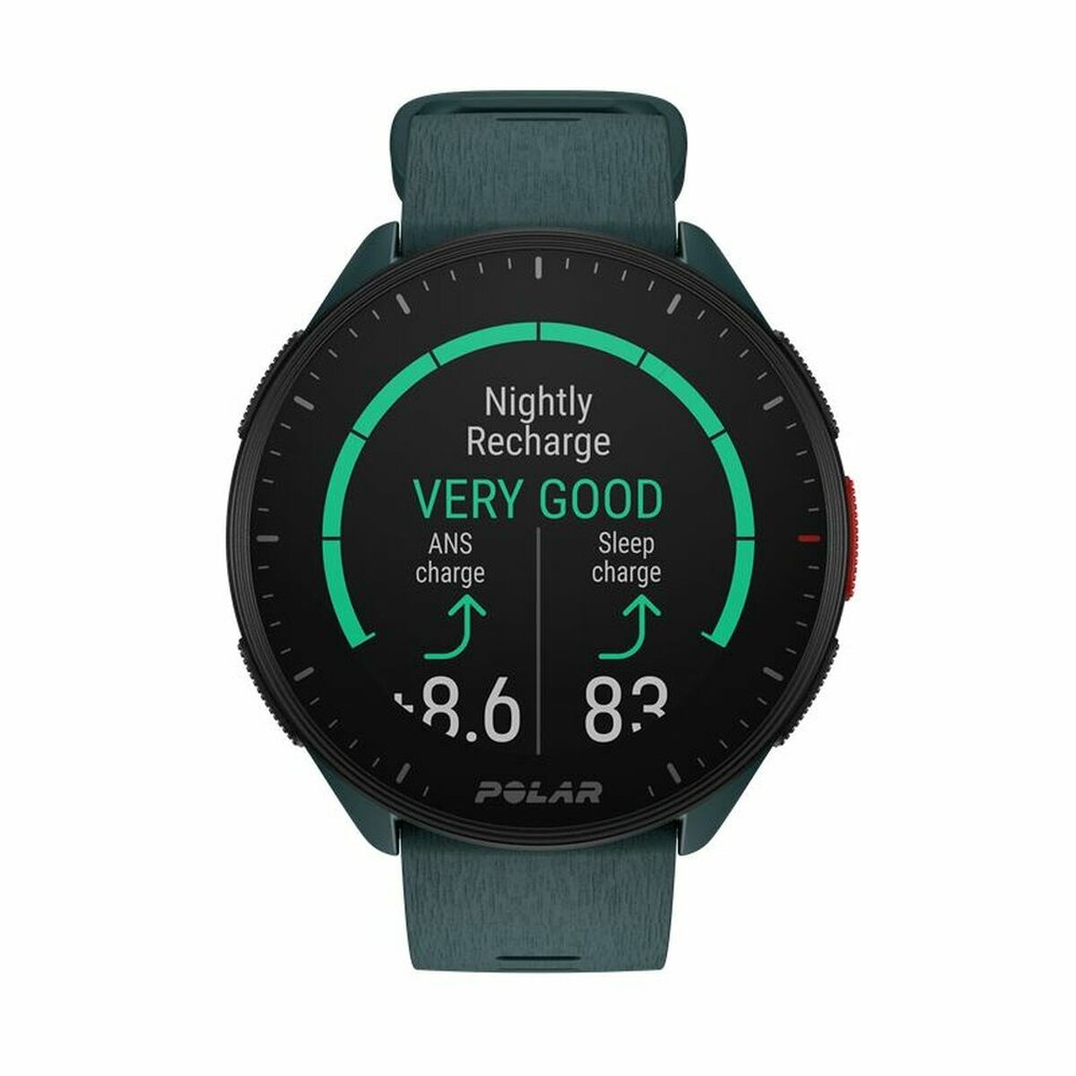 Montre GPS Polar Pacer noire avec écran Nightly Recharge et score VERY GOOD