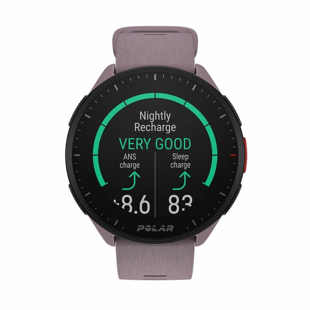 Montre connectée Polar avec cadran noir, jauge verte Nuit : Recharge très bon