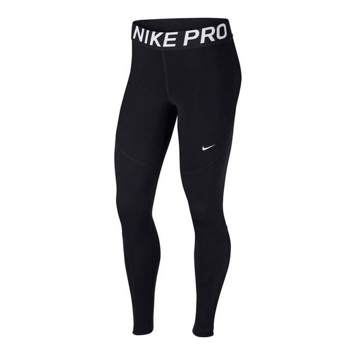 Leggings de sport Nike PRO noirs pour femme, logo à la taille et Swoosh latéral.