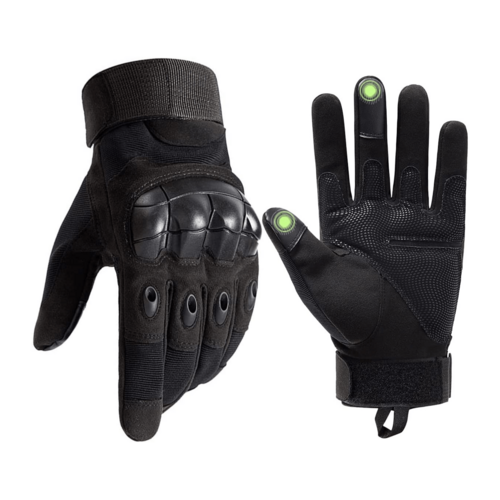 Gants tactiques JupiterGear noirs, coque de protection des jointures et bandeau élastique