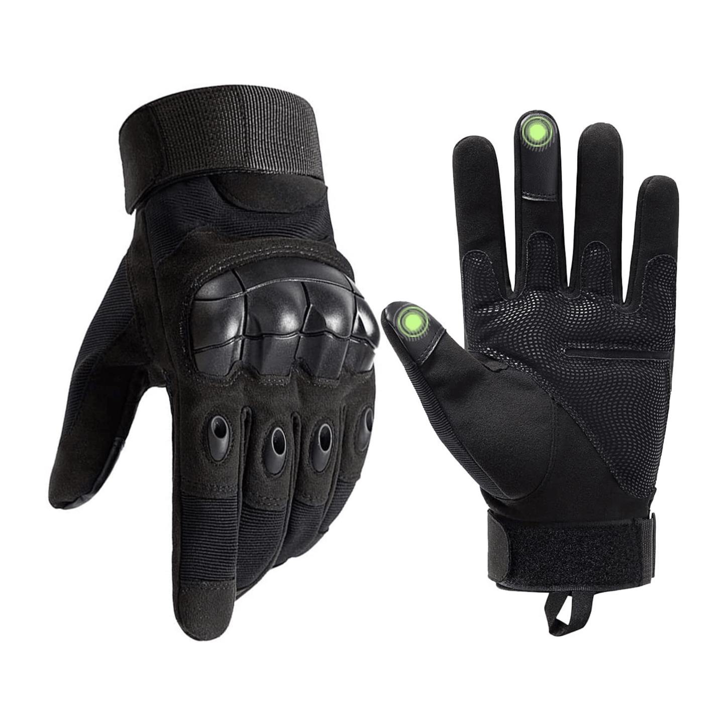 Paire de gants tactiques noirs, plaques de protection sur les doigts et la paume