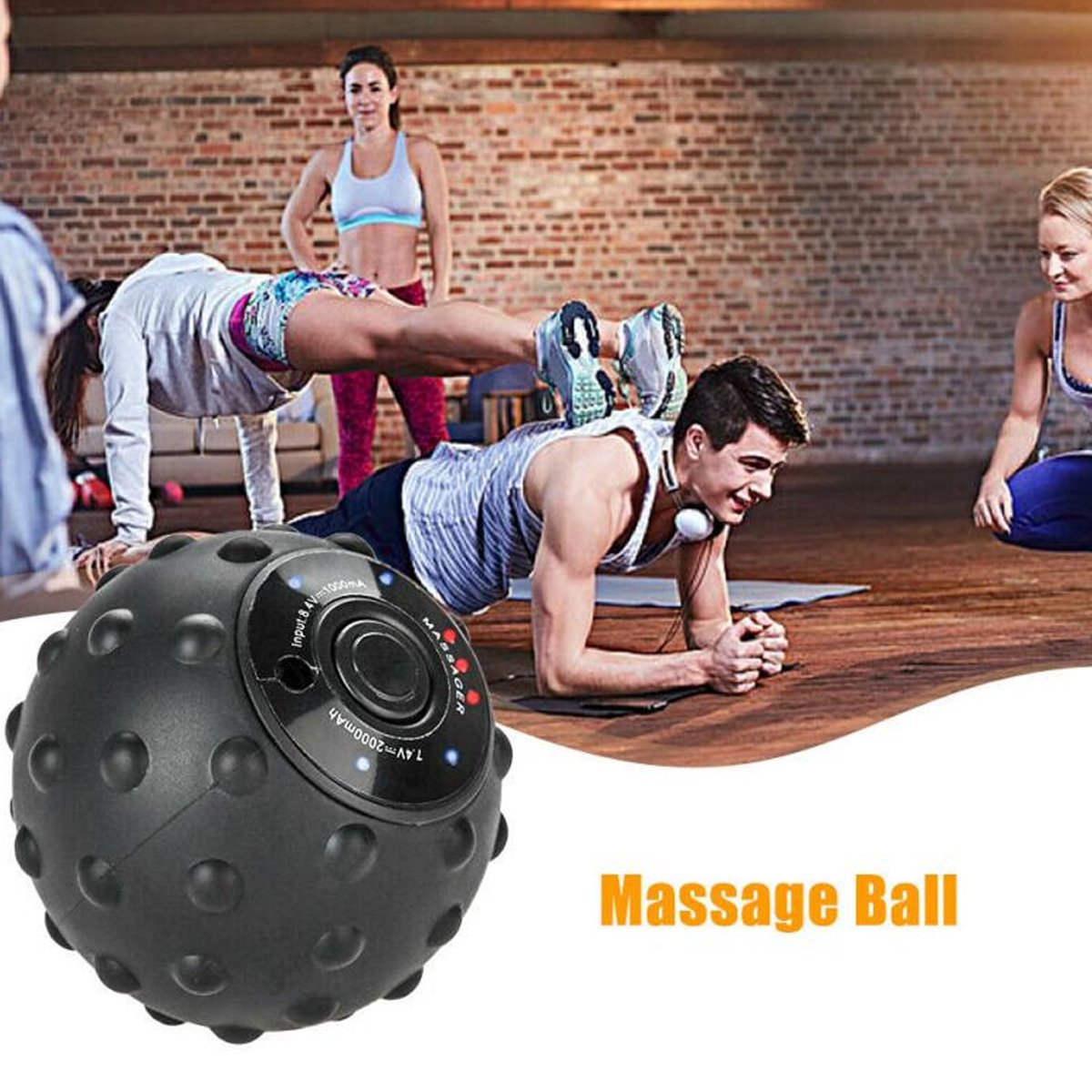 Balle de massage vibrante Rejuv noire à picots, vue du panneau avec commandes