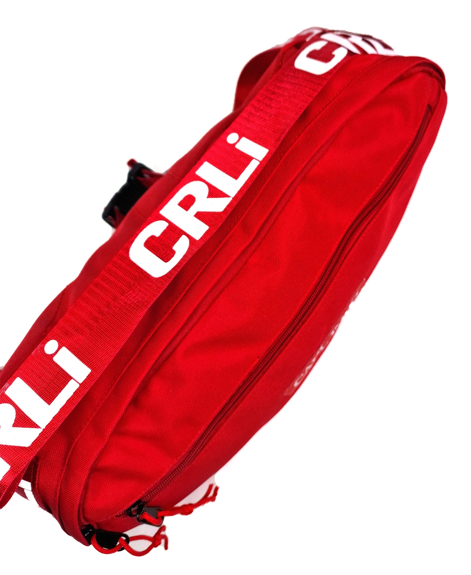 Sac bandoulière rouge CRLi avec sangles contrastées et fermeture zippée