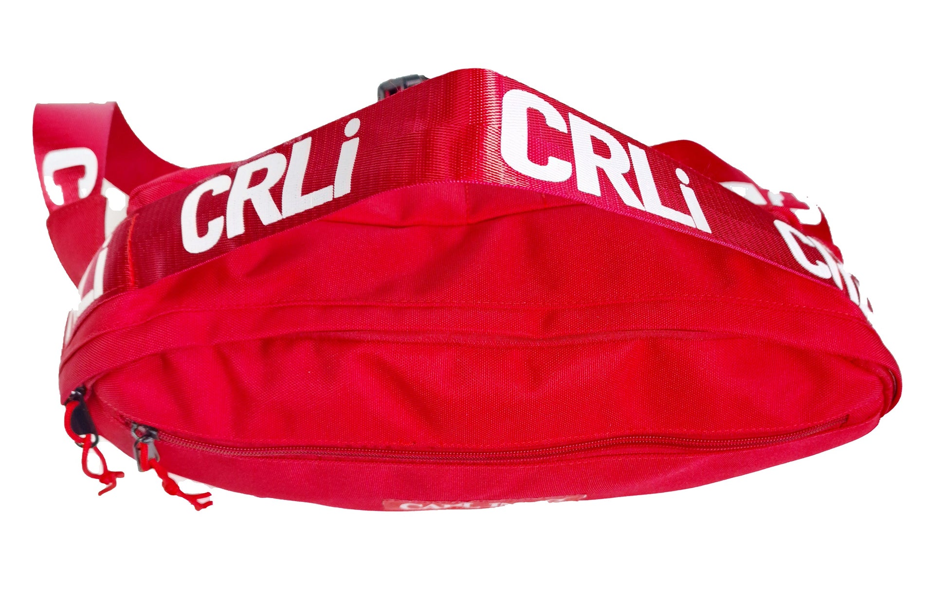 Sac bandoulière rouge CRLi avec anses et fermeture zippée sur le dessus
