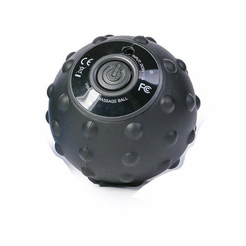 Balle de massage vibrante noire avec panneau de commande et bouton marche