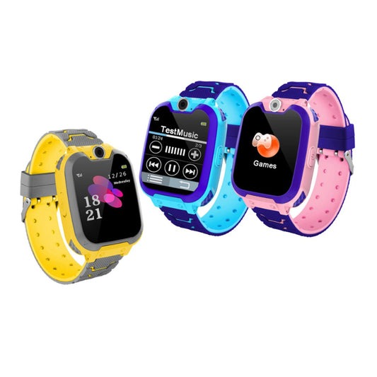 Lot de montres téléphones enfant à écrans noirs : jaune, bleu clair et rose