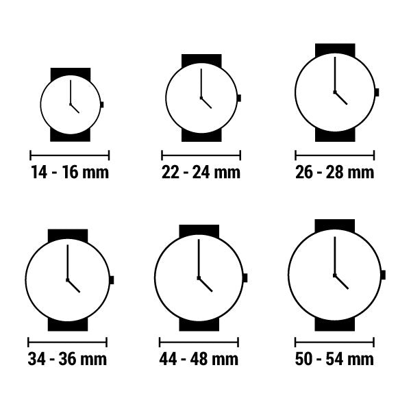 Guide de tailles montre : 14-16 à 50-54 mm