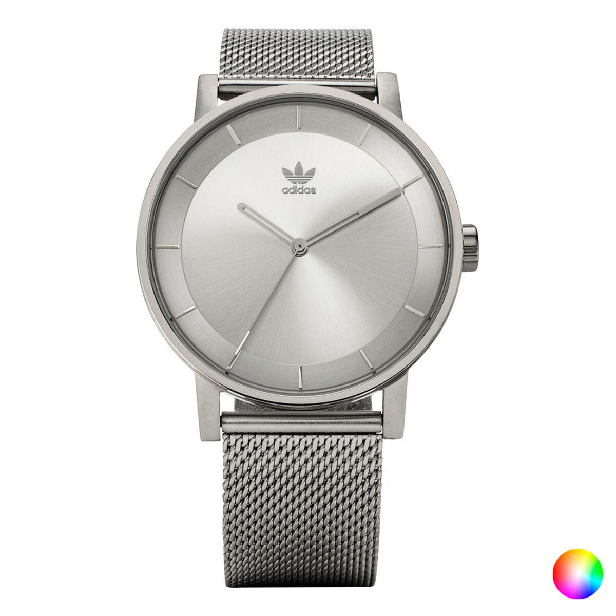 Montre bracelet Adidas: cadran argenté, bracelet métal gris foncé, Ø 40 mm