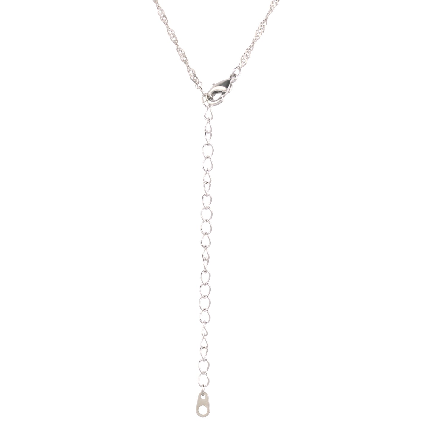 Collier à chaîne fine argentée et pendentif cœur, fermoir en bas