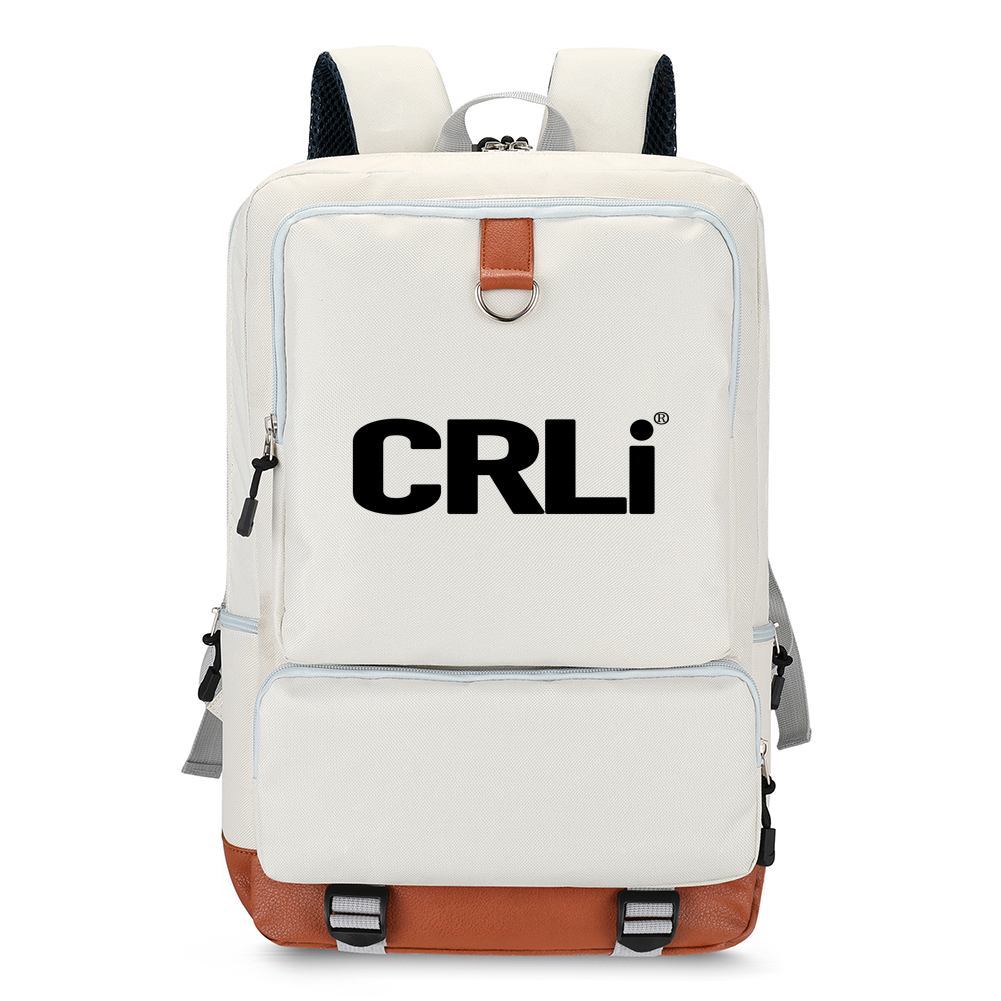 Sac à dos imperméable CRLi blanc avec logo et poches zippées devant