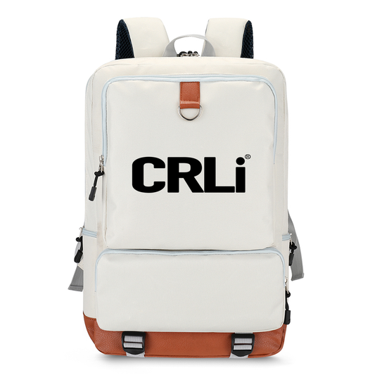 Sac à dos imperméable CRLi blanc avec logo et poches zippées devant