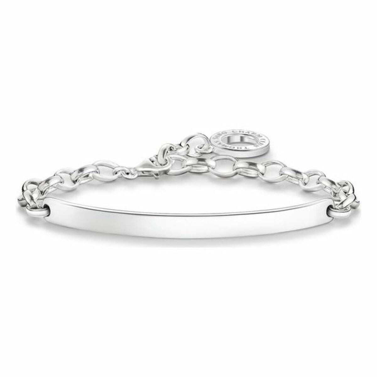 Bracelet en argent sterling pour femme, chaîne à maillons et plaque lisse.
