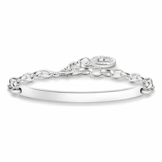 Bracelet en argent sterling pour femme, chaîne à maillons et plaque lisse.