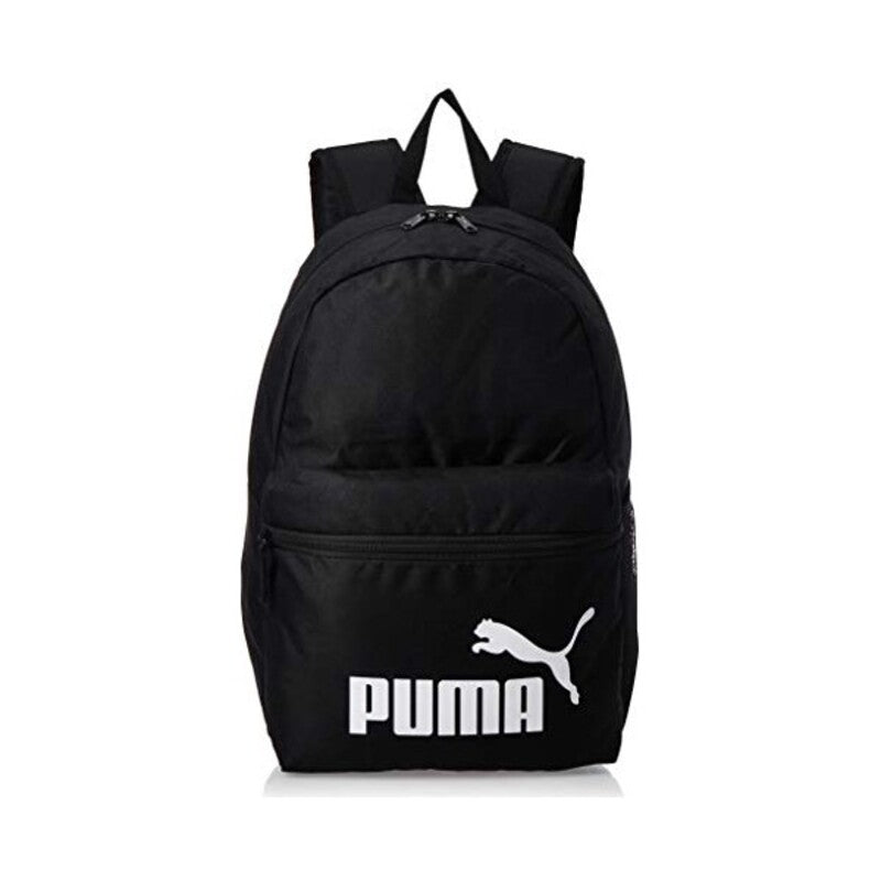 Sac à dos de sport noir Puma, logo chat, poche zippée sur l’avant.