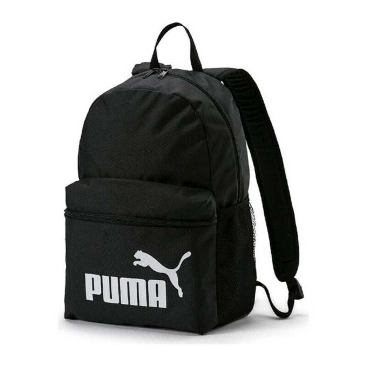 Sac à dos de sport noir, bretelles et logo chat avec Puma sur poche avant.