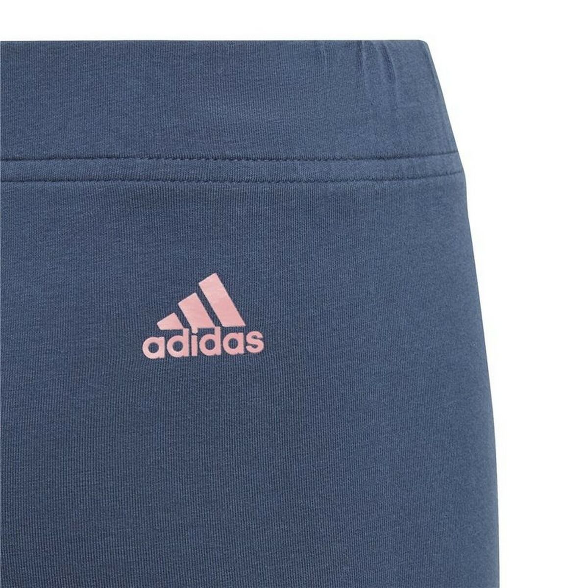 Legging enfant bleu marine : logo adidas rose sur la partie haute