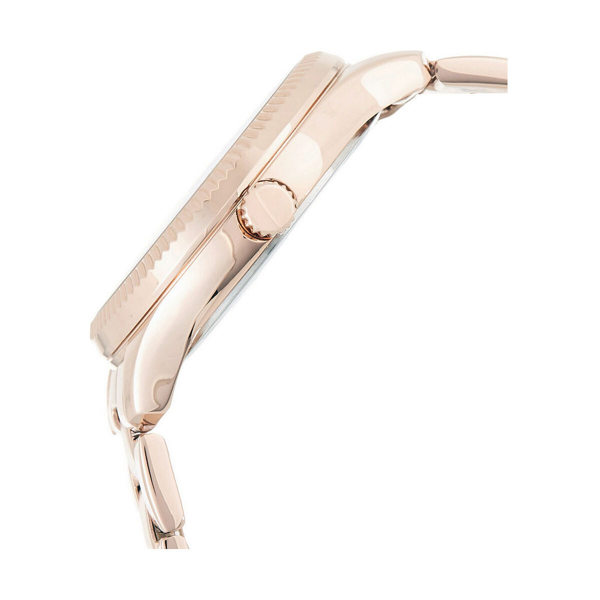 Montre femme Fossil en acier doré rose, profil fin avec couronne sur le côté