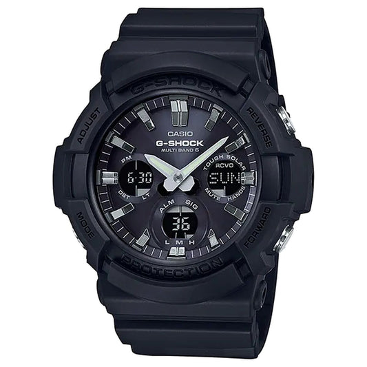 Montre Casio G-Shock solaire à cadran noir, bracelet en résine noire, affichage numérique
