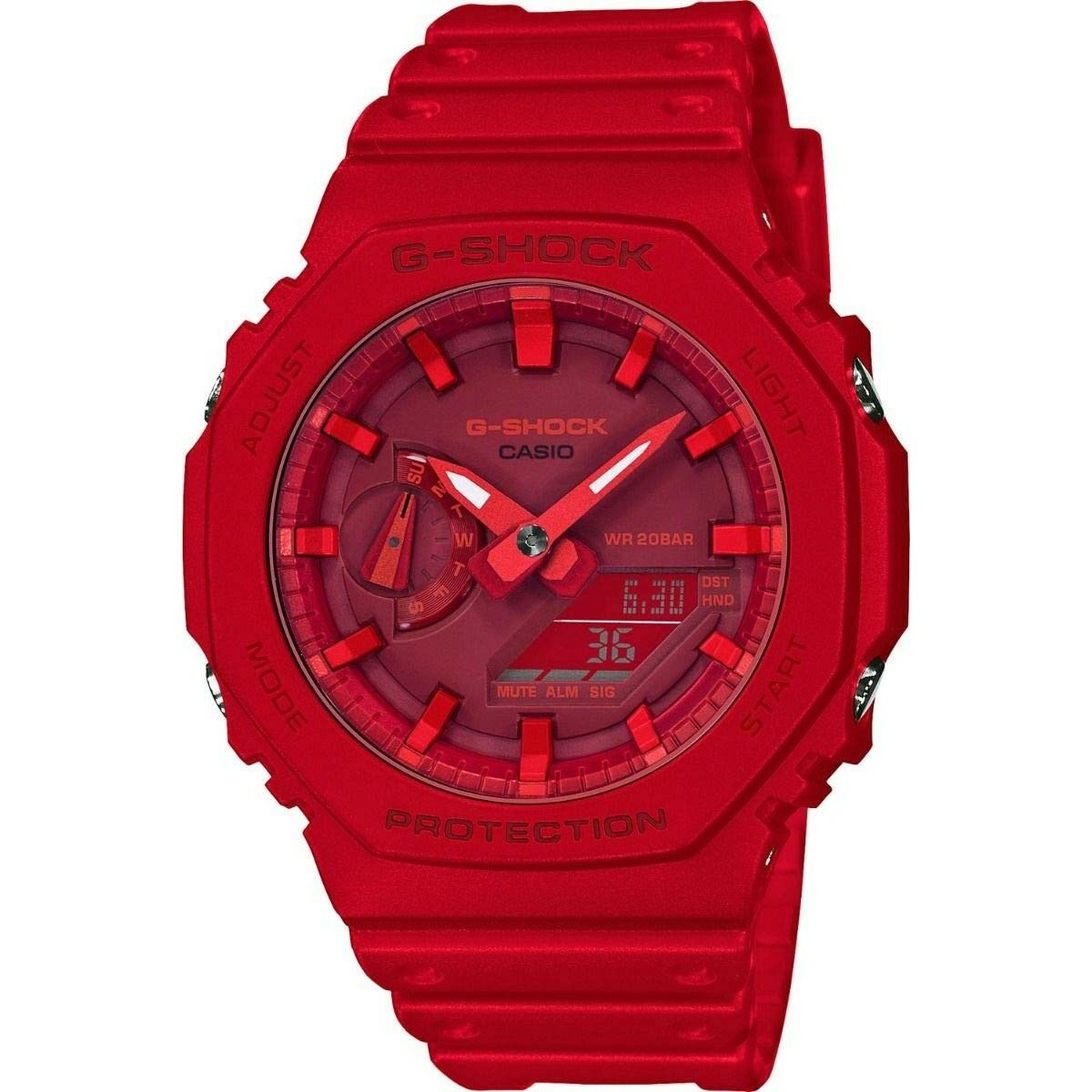 Montre Casio G-Shock rouge, cadran numérique et bracelet en résine