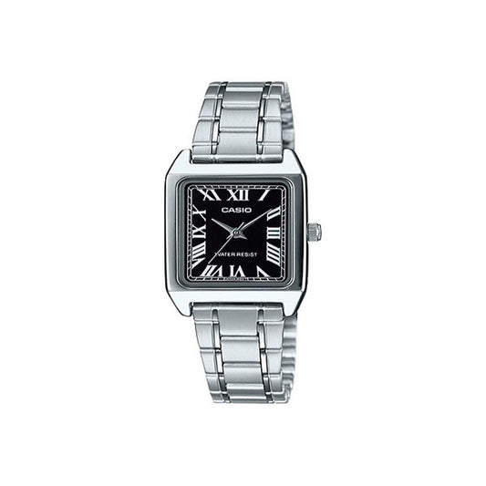 Montre femme Casio COLLECTION argentée, cadran noir romain