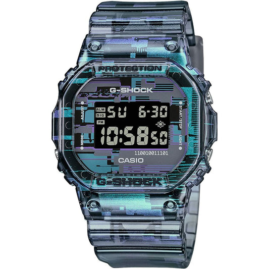 Montre Casio G-Shock homme, bracelet résine bleu, cadran numérique turquoise et noir