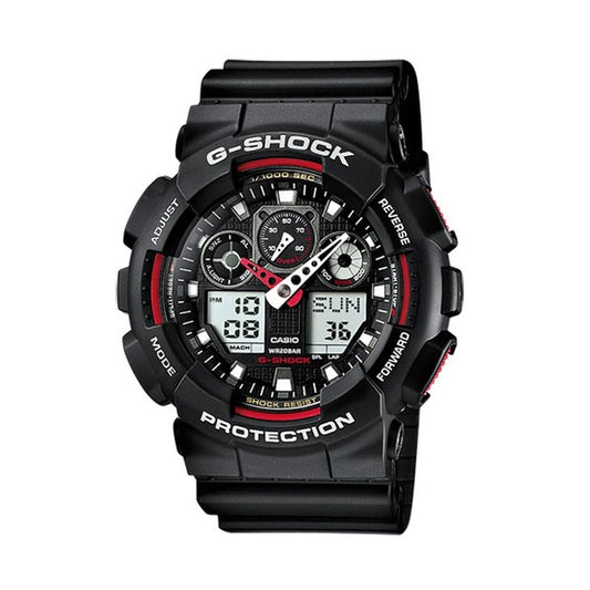Montre Casio G-Shock noire avec boîtier en résine et cadran à chronographes