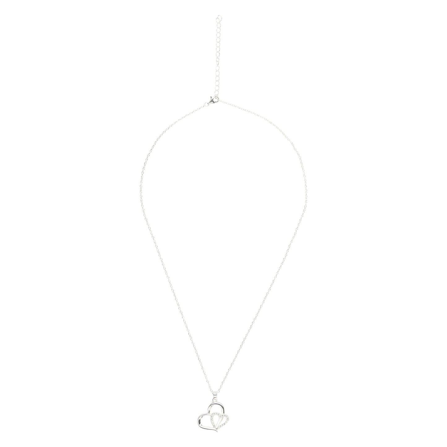 Collier argenté avec pendentif cœur au bas de la chaîne