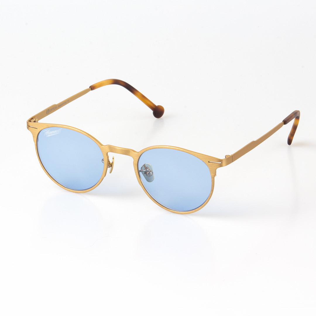 Lunettes de soleil unisexes monture dorée avec verres bleus