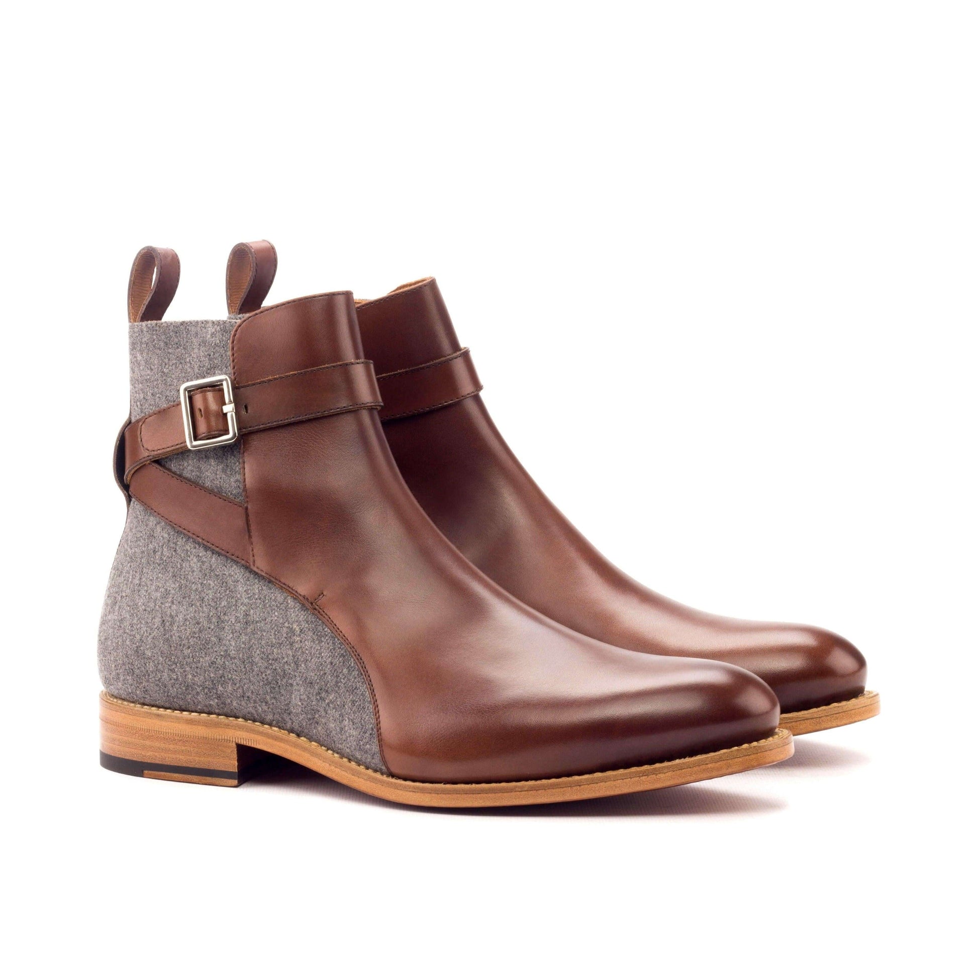 Bottes Jodhpur Hemys en cuir marron avec empiècement gris et boucle sur le dessus