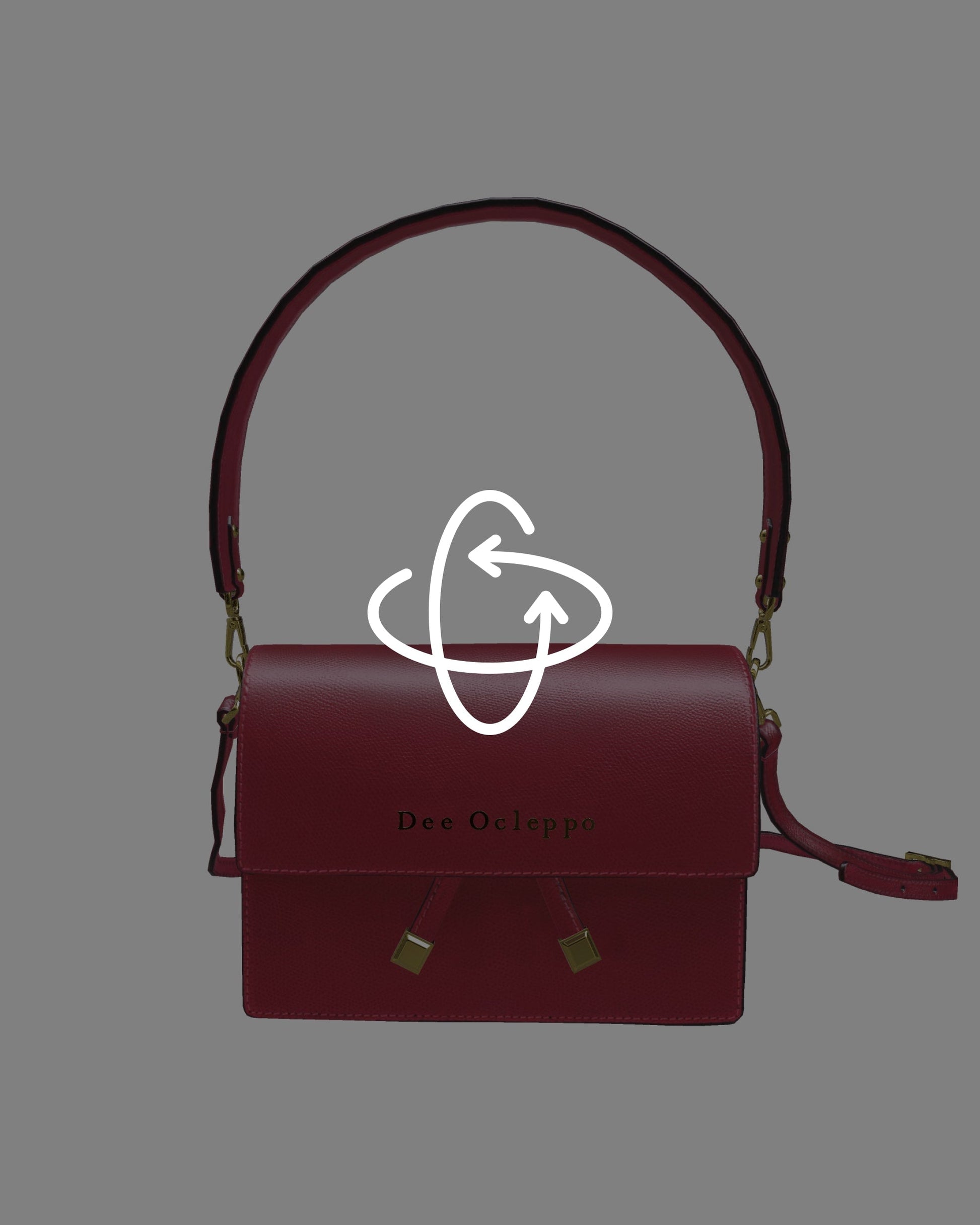 Sac bandoulière fuchsia, vue de face avec bandoulière, logo Dee Ocleppo