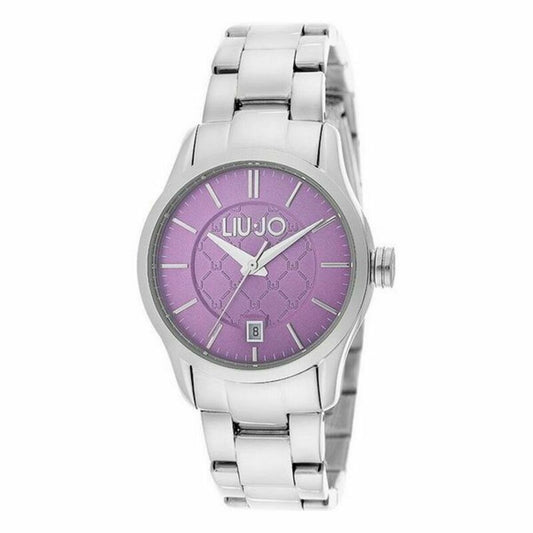 Montre femme LIU JO, bracelet métal argenté et cadran violet avec index