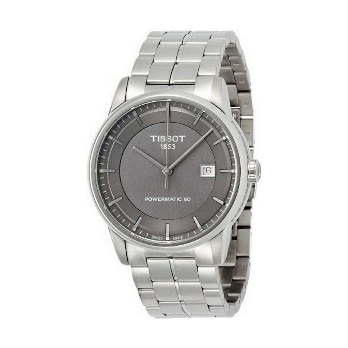 Montre Tissot T-Classic avec cadran gris, index bâtons et boîtier/bracelet acier