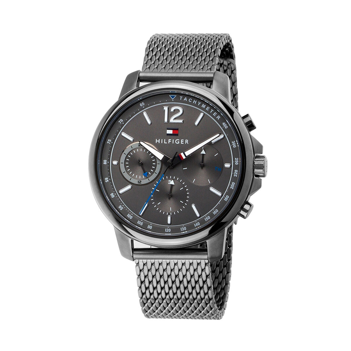 Montre quartz Tommy Hilfiger pour homme, cadran gris, bracelet acier maille, Ø44 mm