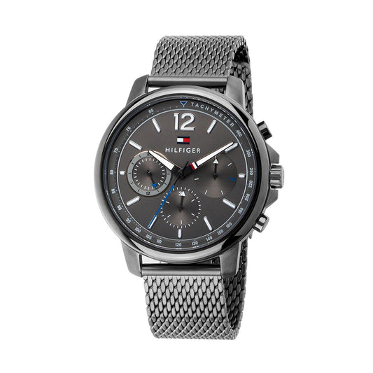 Montre quartz Tommy Hilfiger pour homme, cadran gris, bracelet acier maille, Ø44 mm
